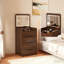 Bureau de coiffeuse 3 en 1 avec miroir à plateau rabattable, petit ensemble de coiffeuse avec bureau en verre visible, coiffeuse pour chambre à coucher-1820392771