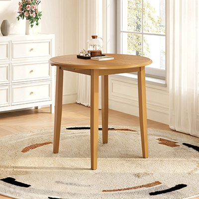 Table de salle à manger extensible ronde pour 2 à 4 personnes, table de salle à manger pliante en bois avec taille réglable, conception peu encombrante pour petits appartements et salles à manger - brun clair