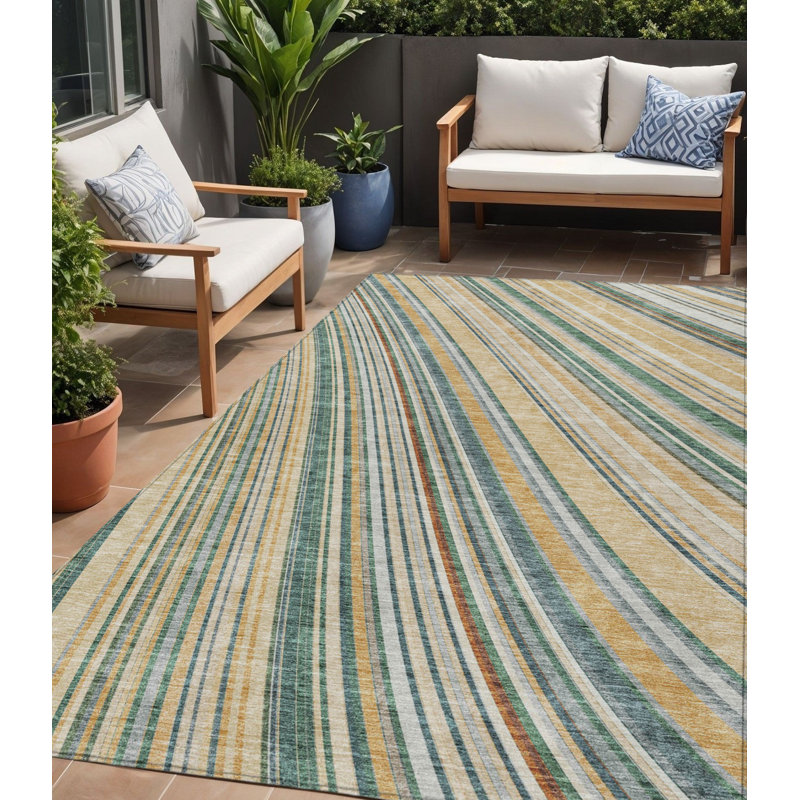 Tapis intérieur lavable rayé 5 pi x 8 pi