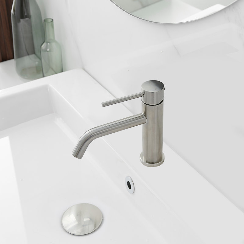 Robinet de salle de bain monocorps et monocommande, Nickel brossé