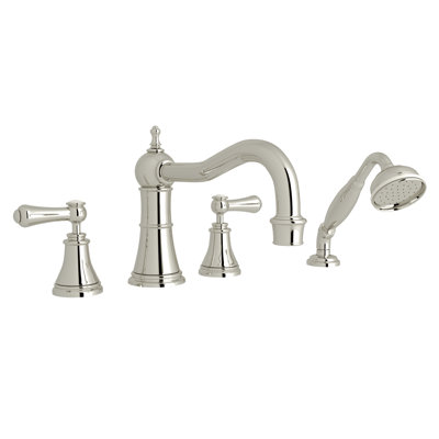 Georgian Era 4-Hole Deck Mount Tub Filler With Column Spout