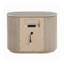 Table de chevet Dery avec ports USB, 3 tiroirs avant striés, brun chêne clair
