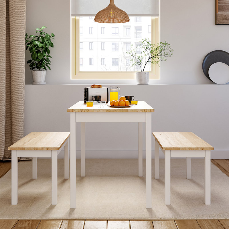 Bursaite 4 person  Pine Solid Wood Dining Set