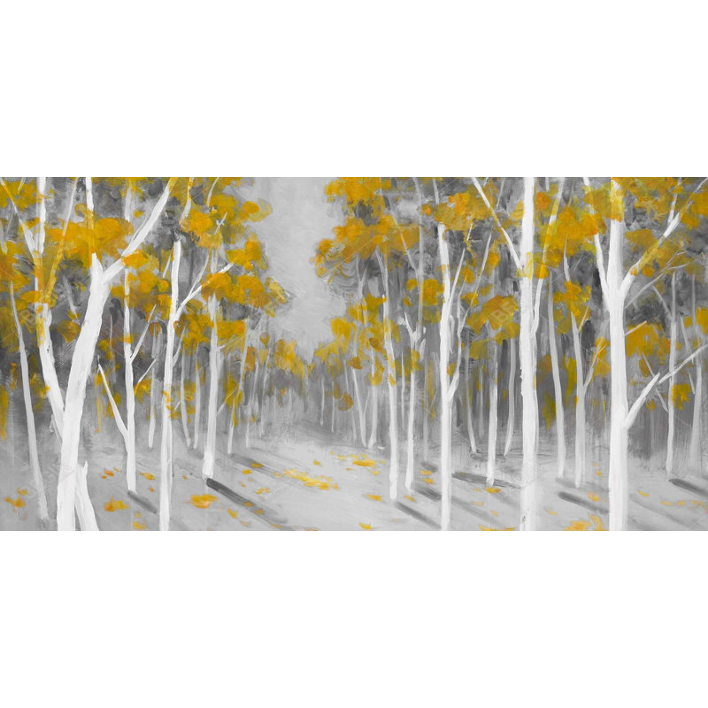 Yellow Birch Forest Print On Canvas, H 24 po x l 48 po