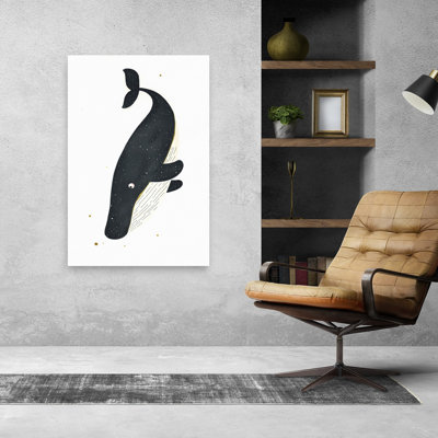 «Celestial Whale Friend Playful Whimsical Contemporary Whale Ocean», reproduction d'art mural