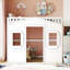 Lit mezzanine double blanc avec structure en bois massif pour un sommeil serein luxueux-992244751-992244748