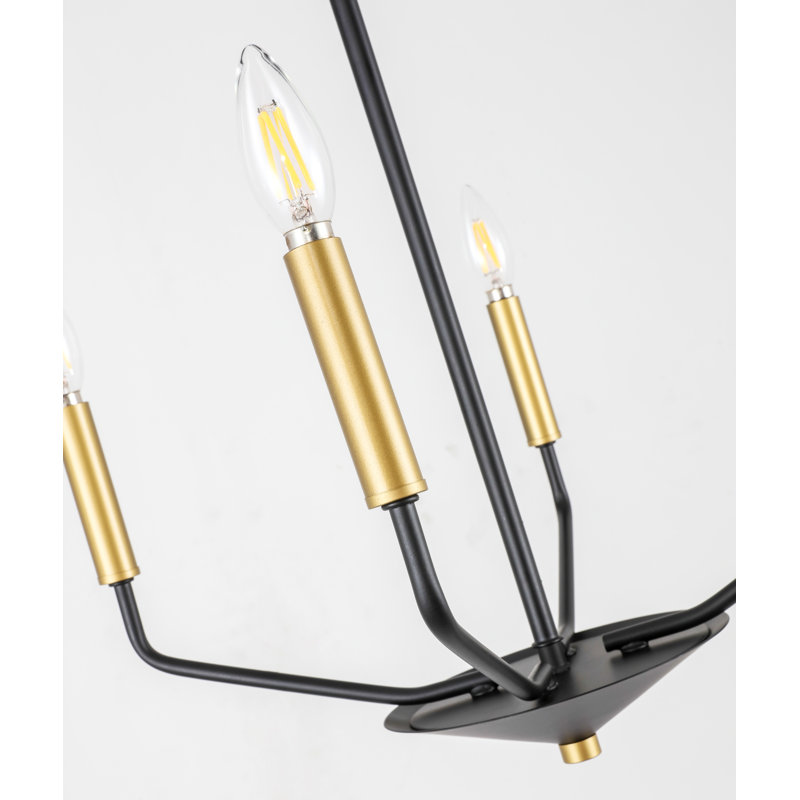 Style bougie classique/traditionnel 4 lumières lustre Venice, Noir / Laiton