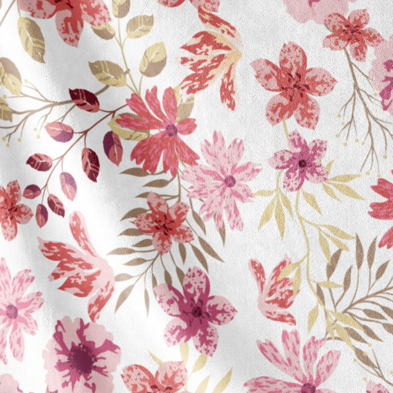 Christmas Pink Floral Cotton Throw Blanket