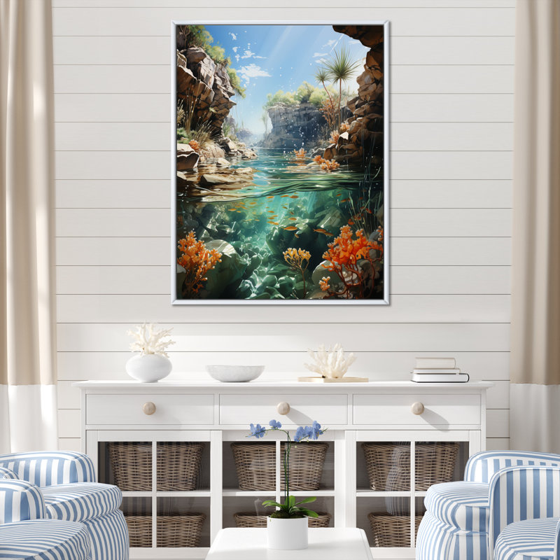 «Underwater Beach Photo I», reproduction sur toile, L 12 po x H 20 po, Cadre flottant blanc