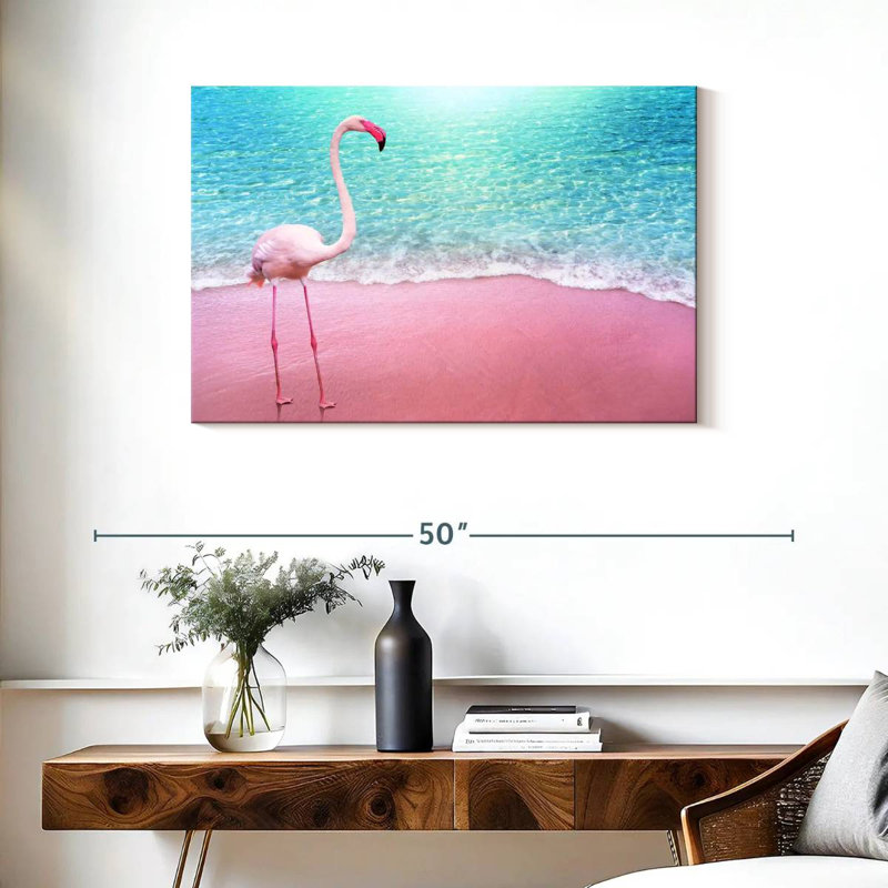 Flamant rose plage Brampt, H 24 po x l 36 po
