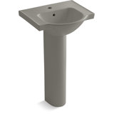 Veer™ Ceramic Pedestal Bathroom Sink with Overflow