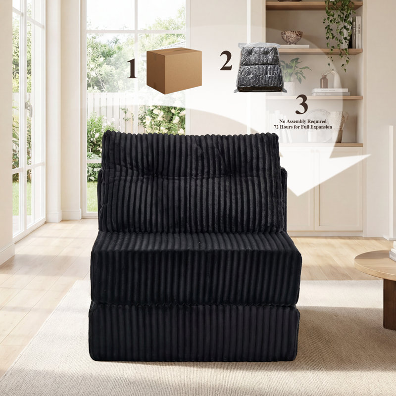 Velvet Chaise Lounge, Black
