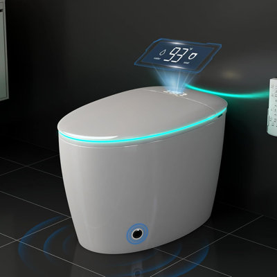 Smart Toilet With Bidet, Foam Shield, Auto Open/Close Lid, Auto Flush, Heated Seat, Warm Wash/Dryer, Remote Control, Foot Sensor, LED Display, Night Light For Bathroom Comfort