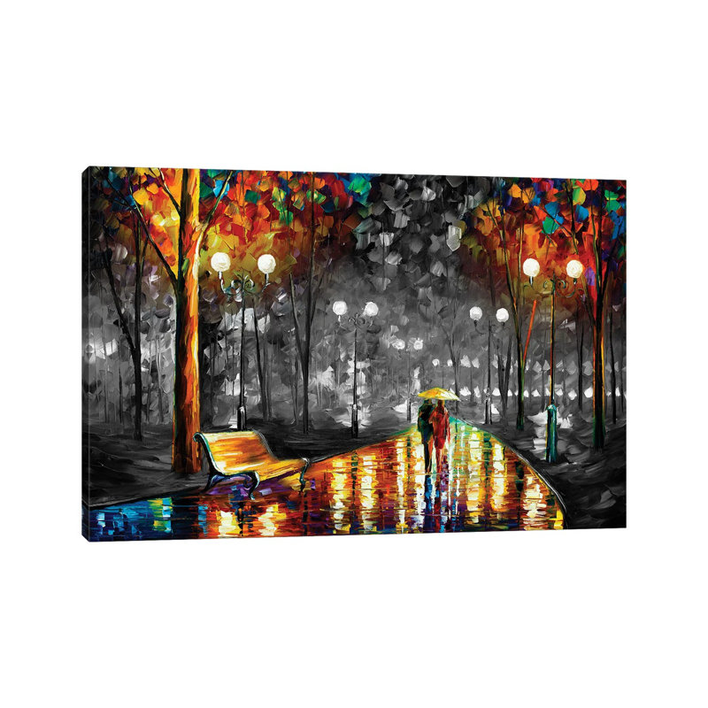 «Rains Rustle In The Park B&W», reproduction d'art sur toile tendue, H 12 po x l 18 po, Toile tendue, Ne s’applique pas