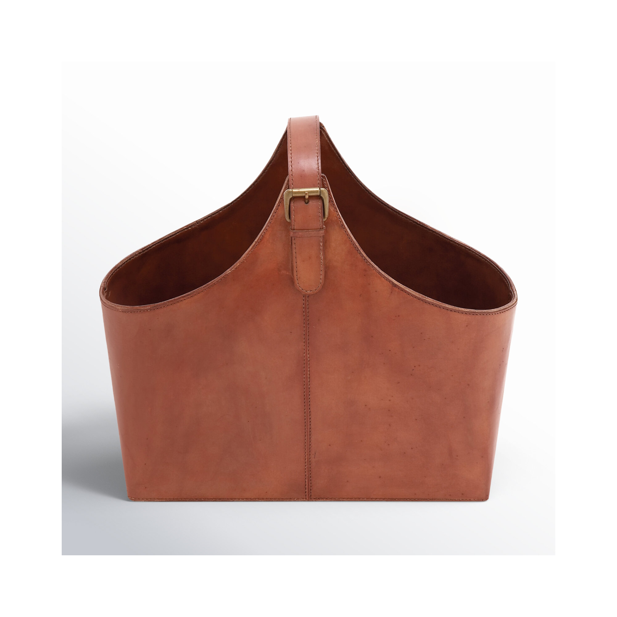 Alline Leather Magazine Rack, Reddish Brown