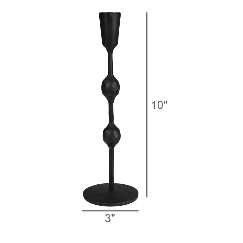 Rustic Iron Candlestick, 10" H x 3" W x 3" D