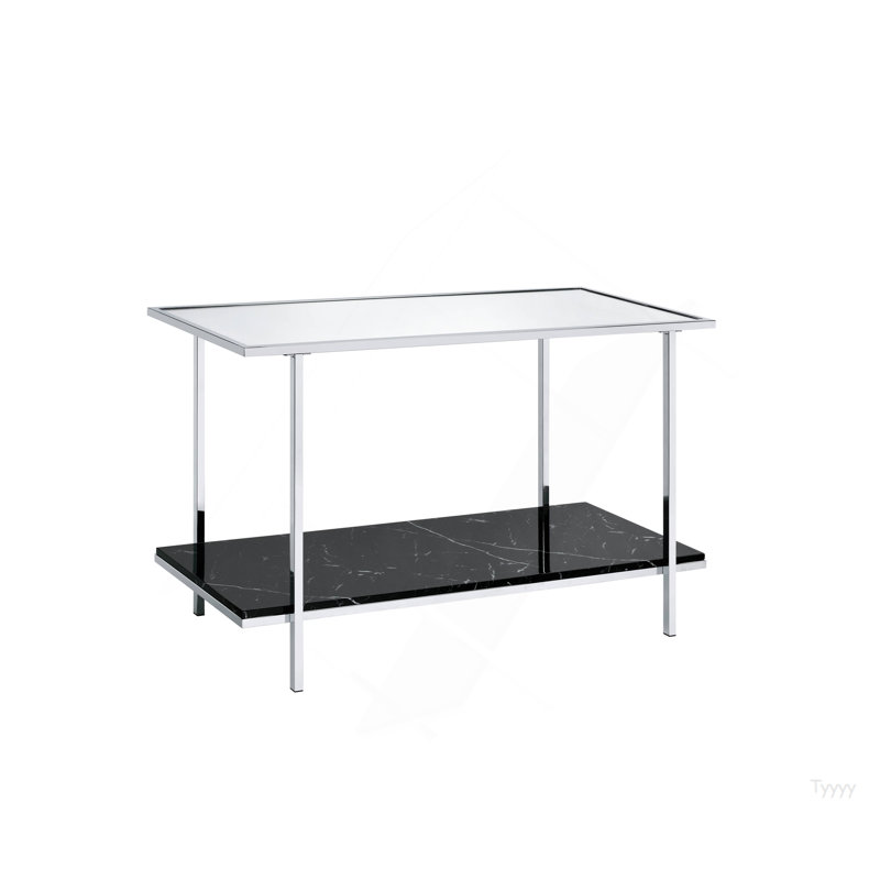 Console miroir en faux marbre et chrome