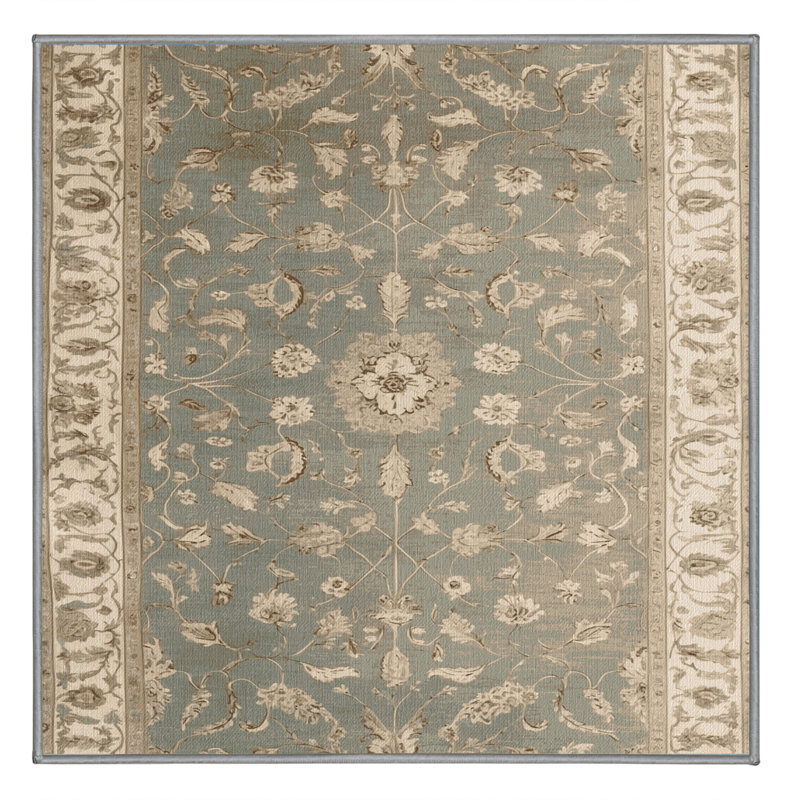 Tapis gris Tabriz lavable à la machine, Carré 8 pi