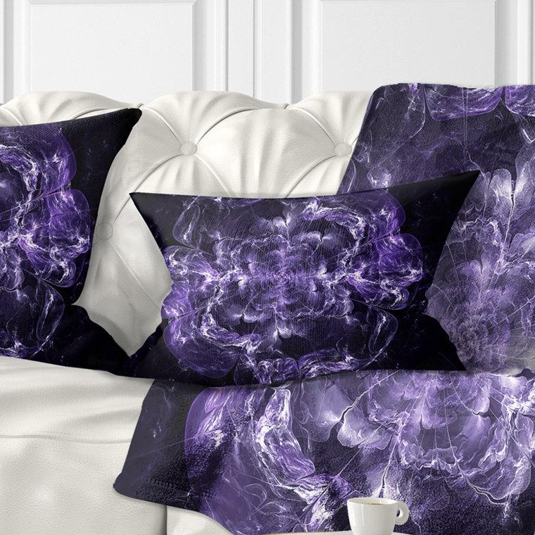 Coussin lombaire floral fractal explosion, Mauve