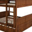 Lit superposé double en noyer avec lit gigogne simple pratique - peu encombrant-1833629139