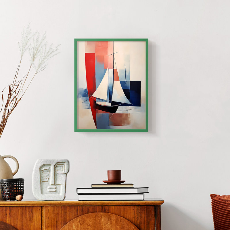 Série NAUTICAL CD - Impression encadrée de qualité supérieure - Prêt à accrocher - Aucun clou requis, Vert, H 11 po x l 9 po
