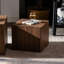2 tables basses gigognes cubiques modernes en noyer, design grain de bois, gain de place, idéales pour les appartements, avec autocollant, parfaites pour les petits espaces