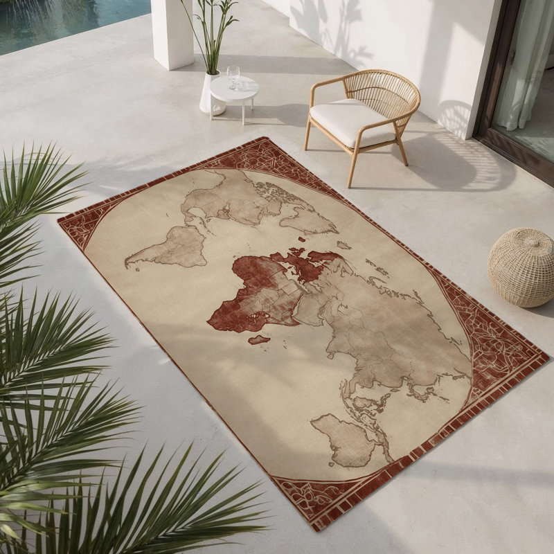 Tapis intérieur et extérieur à motif géométrique, Rectangle 1 pi 6 po x 2 pi 6 po