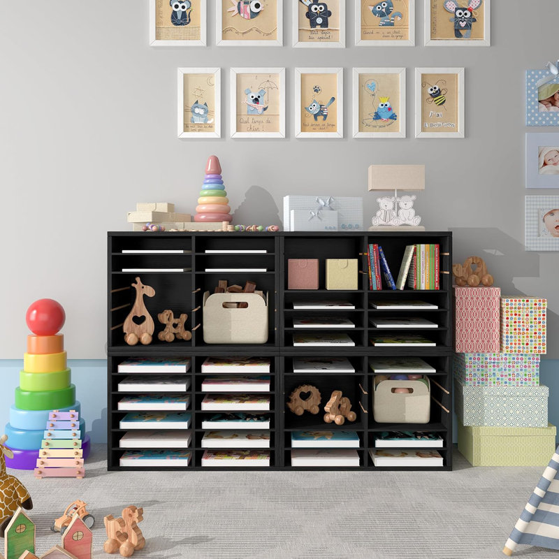 12 Slots Classroom Mailbox, Wooden File Document Paper Storage Organizer Adjustable