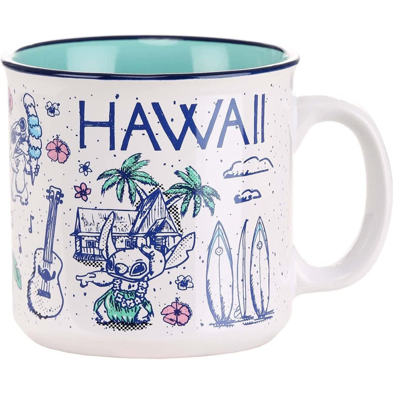 Grande tasse de camping en céramique 20 onces Disney Lilo & Stitch Hawaii