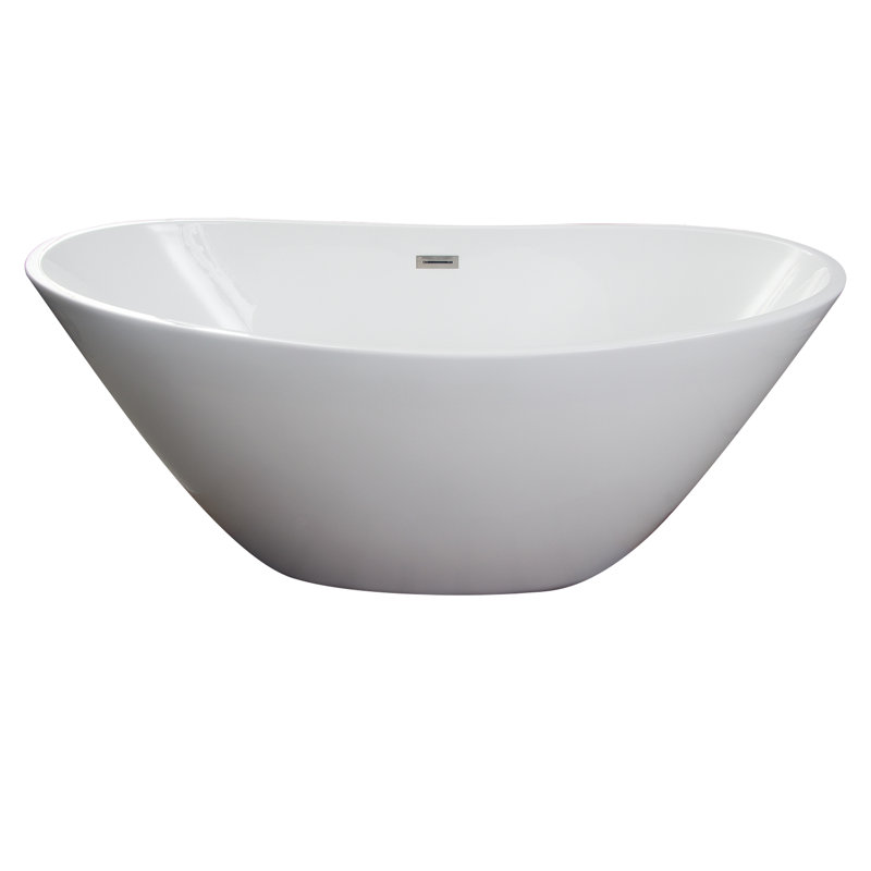 67.25'' x 30.75'' Freestanding Soaking Acrylic Bathtub, Brushed Nickel