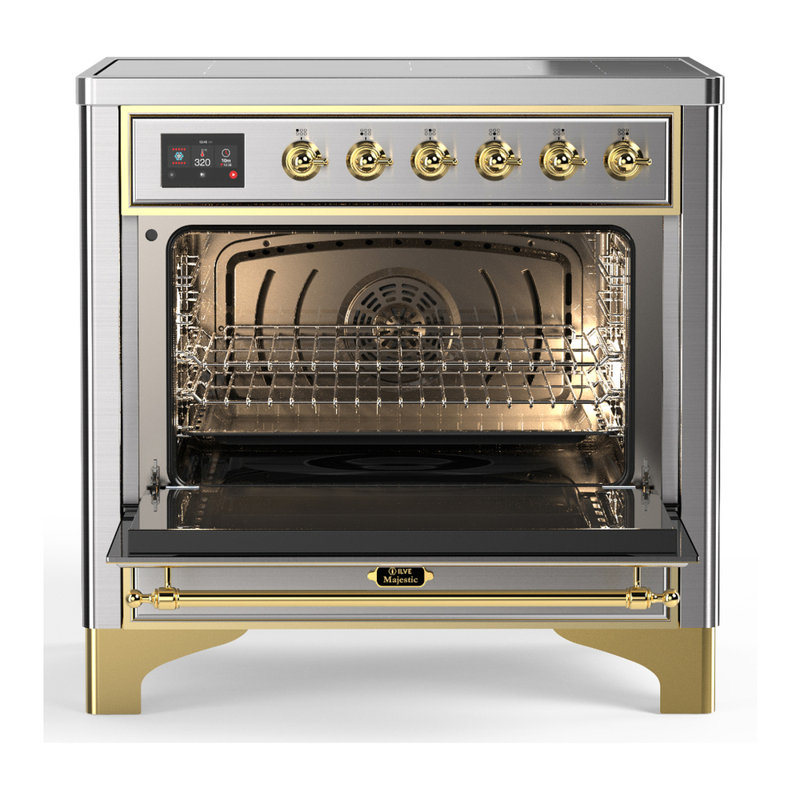 Majestic III Series 36 Inch Induction Range with 6 Induction Elements in Stainless Steel (Brass Trim), Brass, Stainless Steel