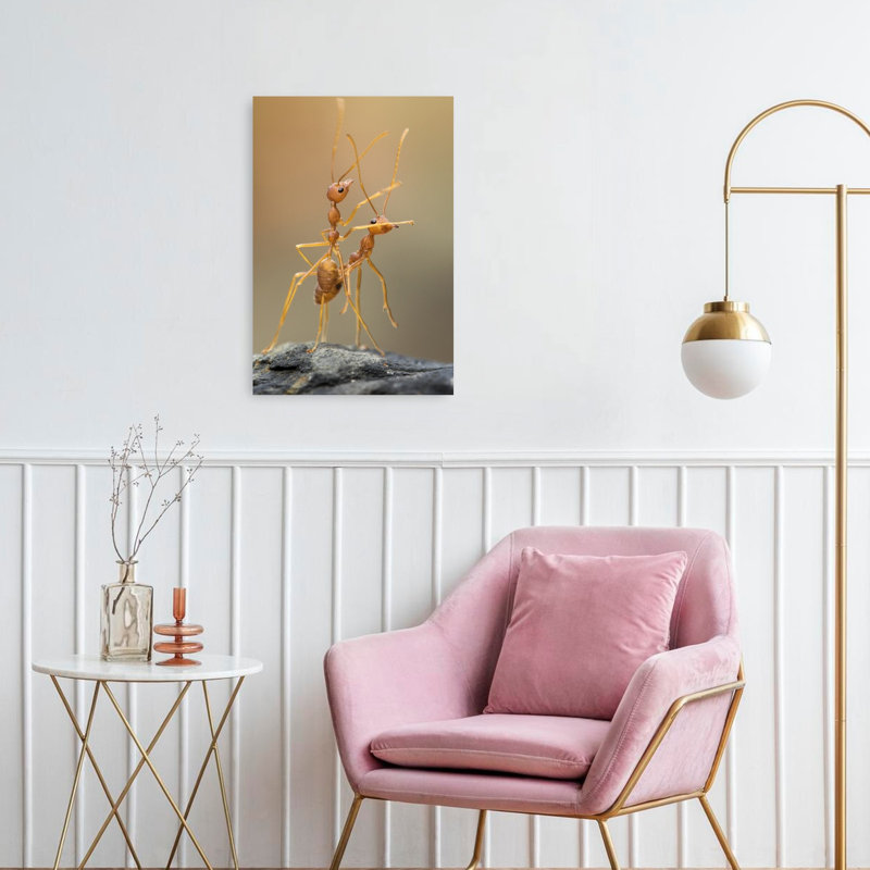 Communicating Red Ants Delicate Abstract Contemporary Ant Nature Wildlife Wall Art Print by Hendy Mp - Print