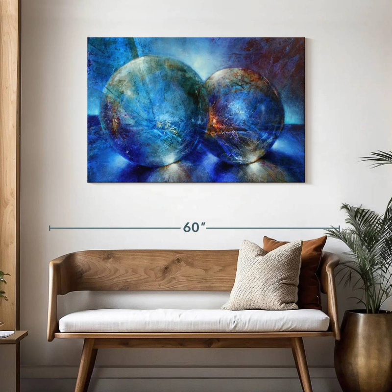 Deux billes bleues Alvord, H 30 po x l 45 po