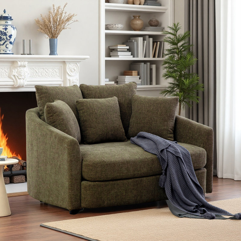 Méridienne surdimensionnée rembourrée de 56,3 po avec 5 coussins, Vert