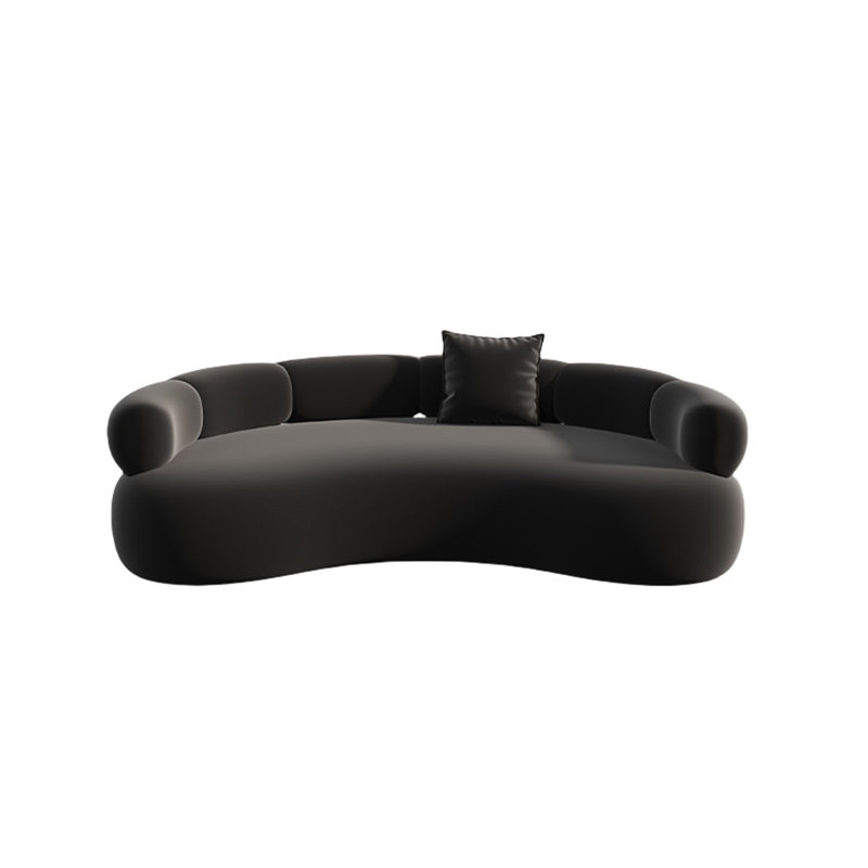 Canapé noir courbé, H 27,56 po x l 102,36 po x P 35,43 po