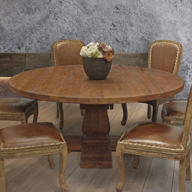 Aryhanna Round Solid Wood Dining Table, White wash, 30.5" H x 70" L x 70" W