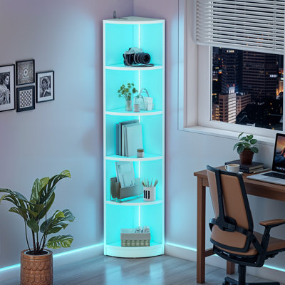 180.1 cm H x 29.7 cm W Corner Bookcase