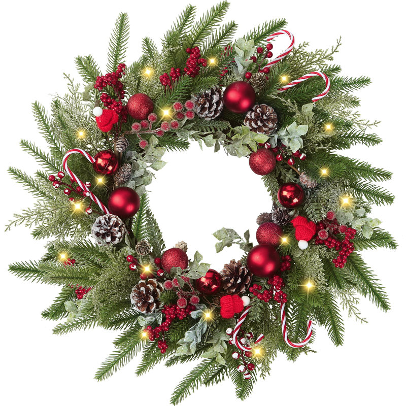 Couronne de Noël artificielle 22 po pour porte d'entrée