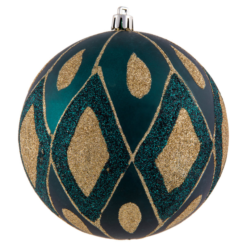 Ornement boule de diamant pailleté mat, Bleu mer, H 4,75 po x l 4,75 po x P 4,75 po