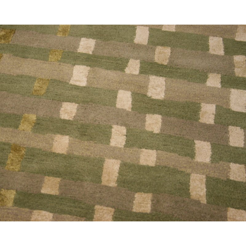 Rag Striped Area Rug in Beige/Green/Gray, Rectangle 3' x 5'