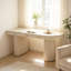 Bureau en pierre frittée blanc crème de style crème, bureau à 3 tiroirs-439473086-439473087