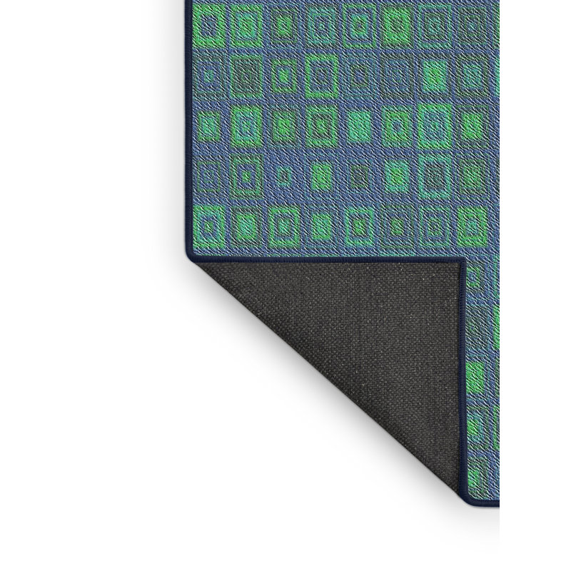 Tapis géométrique vert / bleu, Rectangle 8 pi x 12 pi
