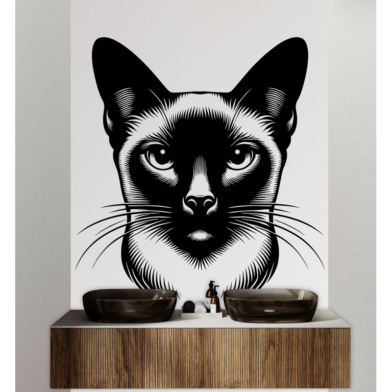 Adhésif décoratif chat siamois, décor de chien, chat, art mural, chat, amoureux des chats, chat, salle de bain, adhésif mural, autocollants, vinyle