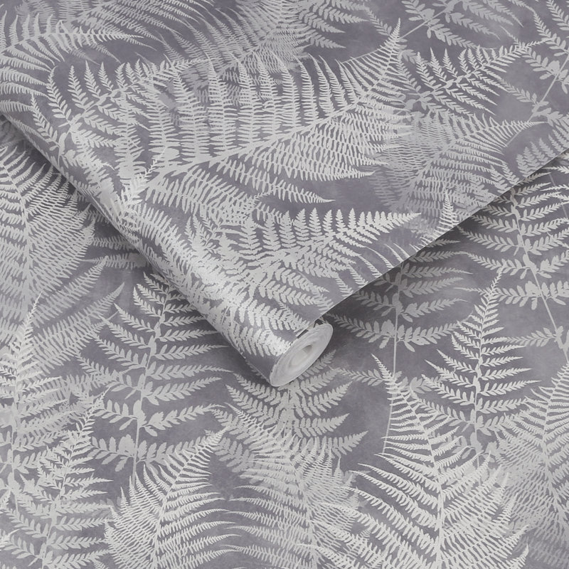 Clarissa Hulse Woodland Fern Floral Wallpaper, Grey/White
