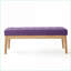 Banc repose-pieds, capitonné mauve moderne Mid-Century - Pied de lit, salon | Noyer brun | Bois massif
