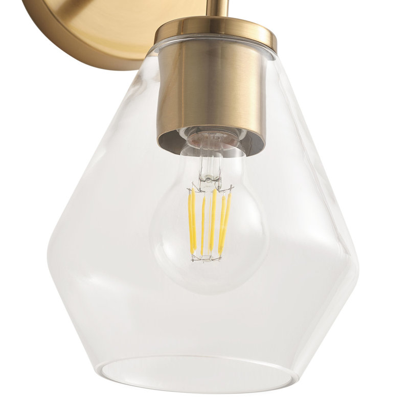 Luminaire frontal miroir ajustable 3 lumières en verre transparent doré, Clair