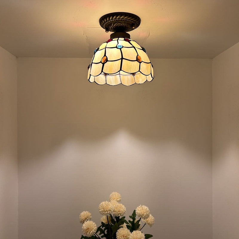 Ventilateur de plafond en forme de bol en bronze à 1 lumière 8 po