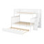 Lit superposé à cadre en bois de pin avec lit gigogne, tablettes de rangement et escalier-599556425