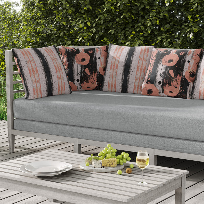 Expressionist Poppy Indoor/Outdoor 20x20, Square 20", Pink/Black