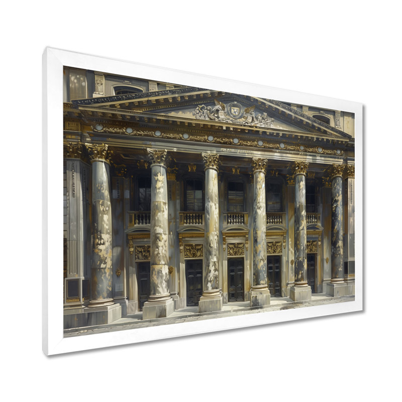 Or gris architecturale Marvel Banks - Banks, impression d'art mural, H 30 po x l 40 po, Cadre flottant blanc